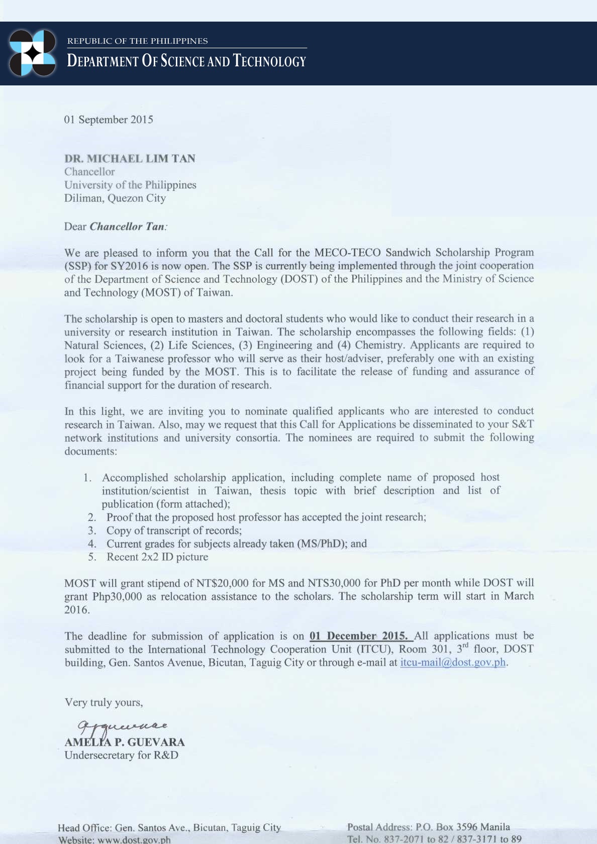 Dost thesis grant 2012